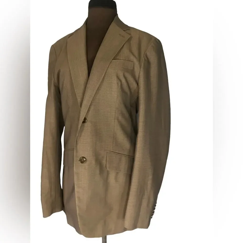 Banana Republic Micro Plaid Wool Preppy Office Two Button Blazer Sport Coat 38R